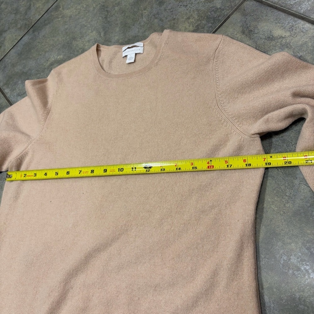 Charter Club 2-Ply Tan 100% Cashmere Sweater Pullover Womens Sz L Career Minimal - Picture 6 of 9